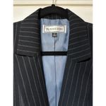 Travis Ayers Navy Pinstripe Blazer Jacket Size 12 EUC Professional Office Dressy Blue Photo 1