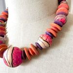 Pink and orange chunky beaded necklace Photo 9