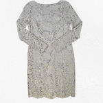 Ralph Lauren Lauren  Gold Shimmer Lace Black Label Long Sleeve Short Dress Size 4 Photo 1