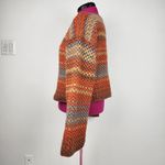 New Crochet Sweater Handmade Crop Multicolor Striped Boat Neck Off Shoulders OS Orange Size M Photo 4