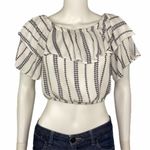 Paper Heart  White Blue Ruffled Off Shoulder Crop Top Y2K Festival Boho Size S Photo 2