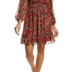 Julia Jordan Peasant Floral Gathered High Ruffle Neck Sheer Sleeves Mini Dress 8 Photo 0