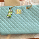 Badgley Mischka Quilted Blue Tote Bag​ Photo 0