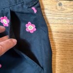 Forever 21 Women Happy Face Floral Chino Pant SZ 1X Black Teacher Cheer Whimsy Photo 3