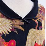 Moonlight Y S Black Asian Inspired Cranes Toggle 3/4 Sleeve Crinkled Jacket XL Photo 2