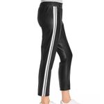 BB Dakota  First Place Black Faux Leather Joggers with White Accents Medium New Photo 2
