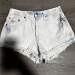 Levi's 501 High Rise Denim Jean Shorts White Tie Dye Frayed Hem Womens size 28 Photo 0