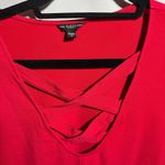 Guess Womens XL Red Long Sleeve Criss Cross V Neck Top Cotton Modal Vamp Photo 3