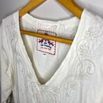 Johnny Was Ivory Embroidered V-Neck Cinch Waist Cotton Mini Dress Size Medium Photo 5