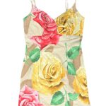 Y2K Pink Yellow Tan Floral Rhinestone Sleeveless Mini Dress 44 / M Angelo Marani Size M Photo 1