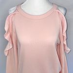 Central Park West New Ruffle Trim Cold Shoulder Sweatshirt Blush Pink Photo 4