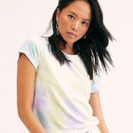 Free People Pastel Tie-Dye STRETCH SHORT SLEEVE VELOUR CROP Shirt M Photo 3