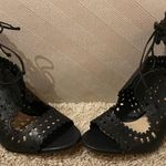 via spiga Elysia Lace Up Black Leather Heels Booties Sandals Photo 10