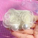 Natasha White lace floral white fresh water pearl drops earrings Photo 2