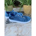 Velvet textile blue fashion sneakers size 7.5 with Pearl womens Photo 7