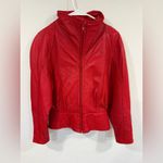 Andrew Marc Vintage Red Leather Jacket & Skirt Set Size Small VGUC Photo 2