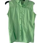 Reel Legends  Women's Size Small Neon Green Sleeveless Fishing Button Shirt‎ Photo 0