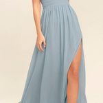 Lulus NWT Heavenly Hues Light Blue Plunging Chiffon Sleeveless Maxi Dress Small Photo 0