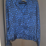 Anne Klein II Women's Blue Floral Blouse, Vintage Size 8, Classic Silk Shirt Photo 0