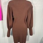 AVANTLOOK Bubble Sleeve Slim Knit Brown Sweater Dress Size Large NWT Photo 5