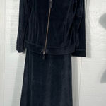 J. Jill Black Velour Zip Front Jacket and Skirt Lounge Set Size Small EUC Photo 0