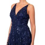 XScape X BY 3D Floral-Appliqué Sequined Gown 6 Navy Dress Photo 2