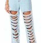 Carmar‎ Denim Super Ripped Straight Leg Jeans Light Wash Blue Size 26 Photo 0