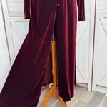 Vintage Eva Tralala Paris Stretch Velvet Button Front Duster Jacket Red Small Photo 5
