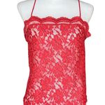 Vintage 80s 90s Lingerie Red Cami Sheer Going Out Top. S/M. Satin Lace Coquette Size M Photo 0