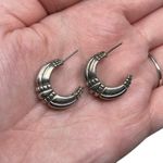 Premier Designs Vintage Signed Ornate Antiqued Hoop Post Earrings Silver Tone Photo 0