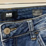 Black Label high rise slim straight Distressed Blue Denim Jeans Sz 7 raw hem Photo 2