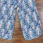 Flax • wide leg crinkle rayon pants fish seaweed pattern coral blue green Photo 6