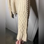 Carraig Donn Irish Wool Cableknit Aran full zip Sweater White Size M Photo 2