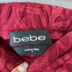 Bebe  sz 8 off shoulder wine burgundy floral  bell sleeve mini cocktail‎ dress Photo 4