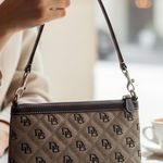 Dooney & Bourke DB Monogram Y2K Black Tan Mini Purse Small Leather Canvas Photo 0