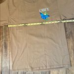 Obey  Brown Tee shirt with Blue Butterfly Graphic Photo 3