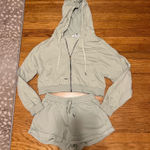 Young Fabulous and Broke  Sage Green Hoodie and Short Set Photo 0