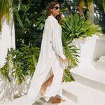 NWT Anthropologie Oversized Linen Button Front Maxi Shirt Dress Small White Photo 1