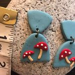 Handmade Polymer Clay Mushroom Earrings  Photo 3
