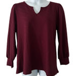 Kaileigh  Women's Check Wine Pullover V-Neck Blouse Top Plus 1X NWOT Photo 0