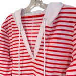 Talbots Split Neck Hoodie Striped Sweater Women's Large Petite Orange Preppy Photo 2