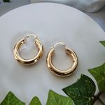 Chunky Hoop Earrings Gold Filled Tube Photo 0