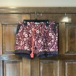 Sundance  Kalini Floral Drawstring Burgundy Shorts Womens Size PL Petite Large Photo 2