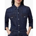 AllSaints Polly Denim Midi Dress Size 2 Pearl Snap Button Boho Western Cowgirl Blue Photo 3