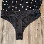 Lovers + Friends  bodysuit pleated v neck tie straps XS thong NEW polka dot Photo 6