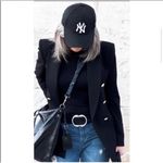 ZARA Double Breasted Blazer With Shoulder Pads Blogger’s Favorite Black Photo 7