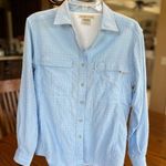 Exofficio Vented Button Down Front Baby Blue Shirt Fishing Hiking Womens Small Photo 0