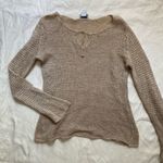 Loft 90s Linen Blend Cream Open Knit Earth Tone Slouchy Lightweight Sweater Large Photo 1