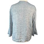 Eileen Fisher  Blazer Organic Linen Cotton Quilted Open‎ Front 3/4 Sleeve Blue M Photo 2