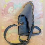 mellow world vintage Blue Leather shoulder bag w/gold chain & Oring (unused) Photo 5